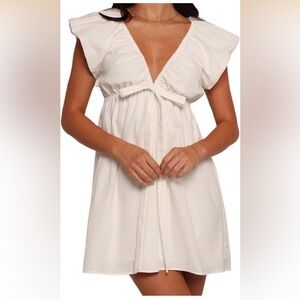 White mini dress with tie